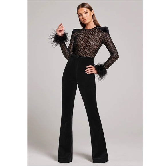 NADINE MERABI Pants - • NADINE MERABI MONIQUE BLACK JUMPSUIT